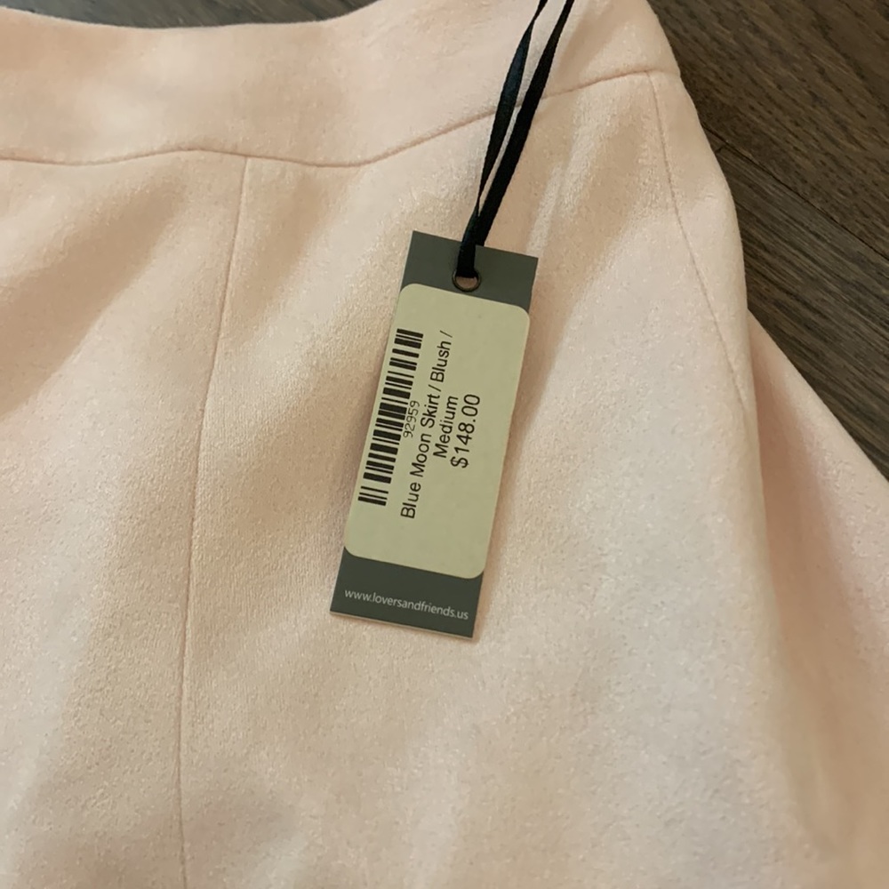 HP ๐ NWT Pale Pink Suede Scalloped Mini Skirt - Picture 2 of 4